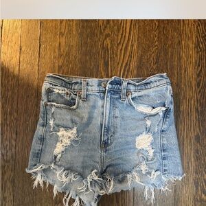 Abercrombie & Fitch Women's Distressed Blue Jean Shorts